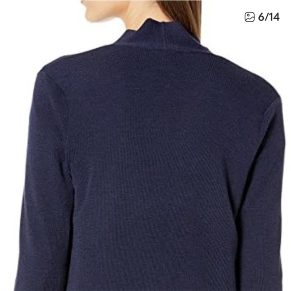 Eileen Fisher Open Front Merino Wool Long Cardigan in Navy Blue size Medium - Picture 3 of 14